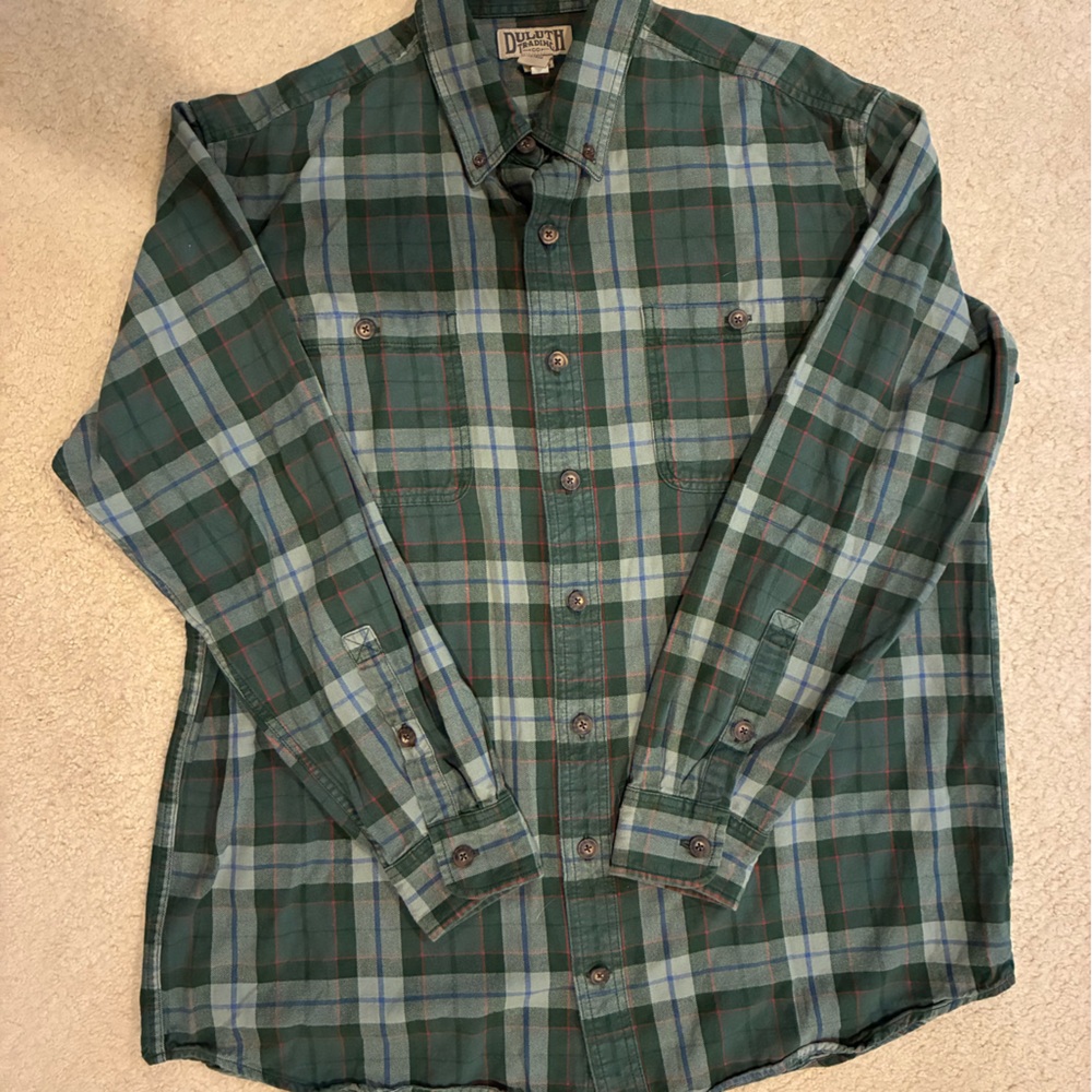 Duluth Trading Co Green and Red Plaid Shirt Men’s XLT